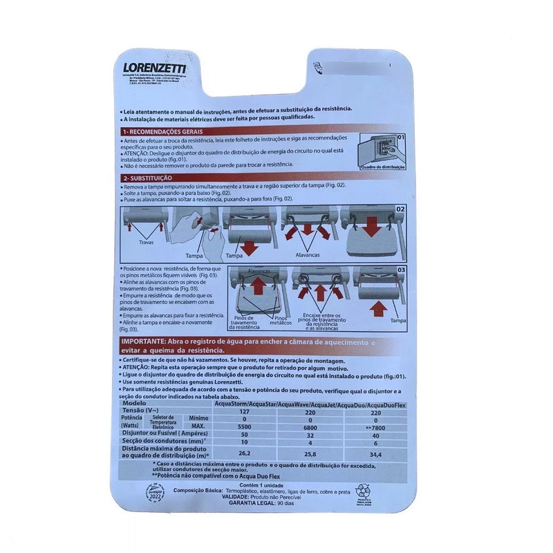 Resistência Acqua Ultra 6800W 220V - Lorenzetti